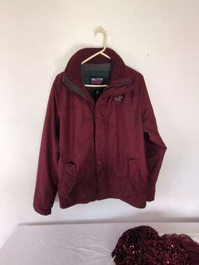 Hollister California All Weather Jacket Burgundy Medium